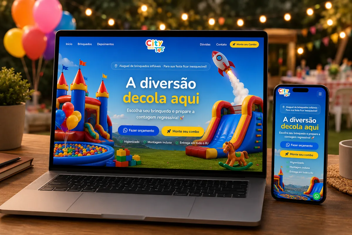 City Toys — Site institucional para Aluguel de brinquedos infláveis