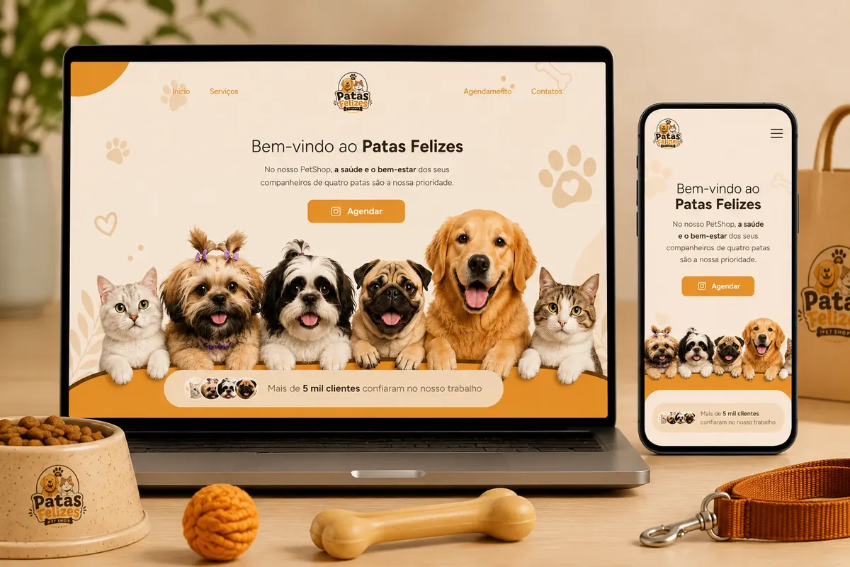 Patas Felizes — Landing page para Pet shop e banho e tosa